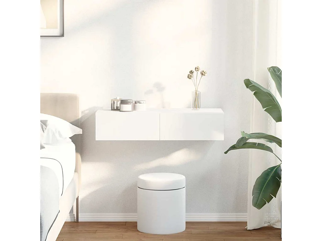 Étagère murale avec tiroirs blanc 80x33x17 cm bois d'ingénierie