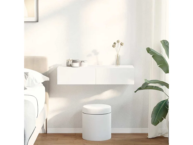 Wandplank met lades wit 80x33x17 cm bewerkt hout