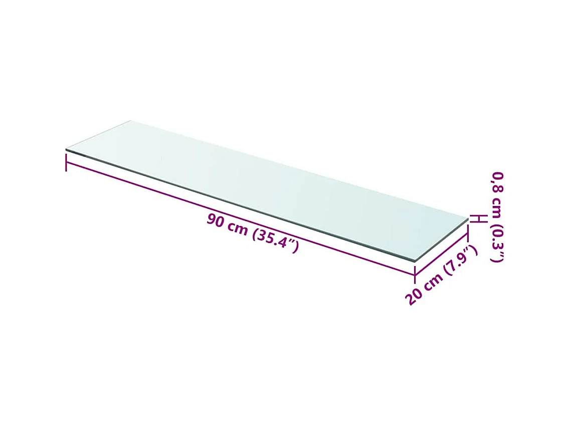 Panneau pour étagère Verre transparent 90 x 20 cm