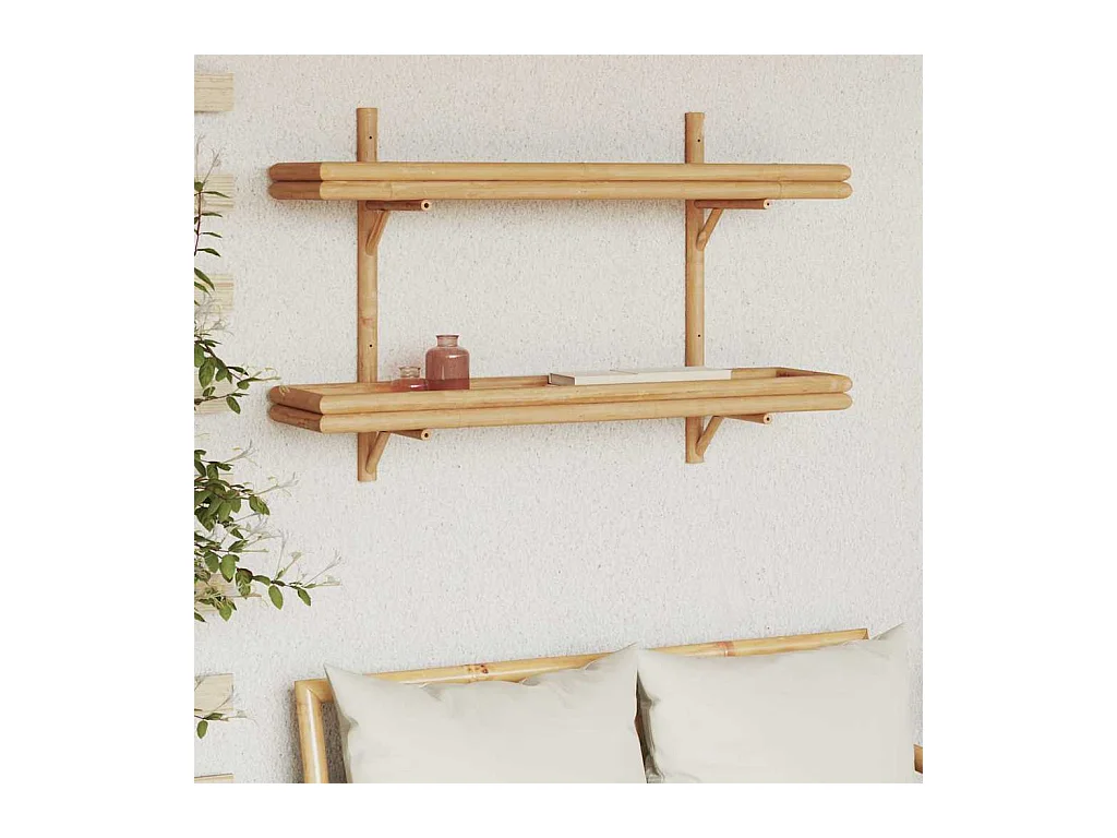 Mensola da parete con ripiano marrone 100 x 26 x 60 cm in bambù
