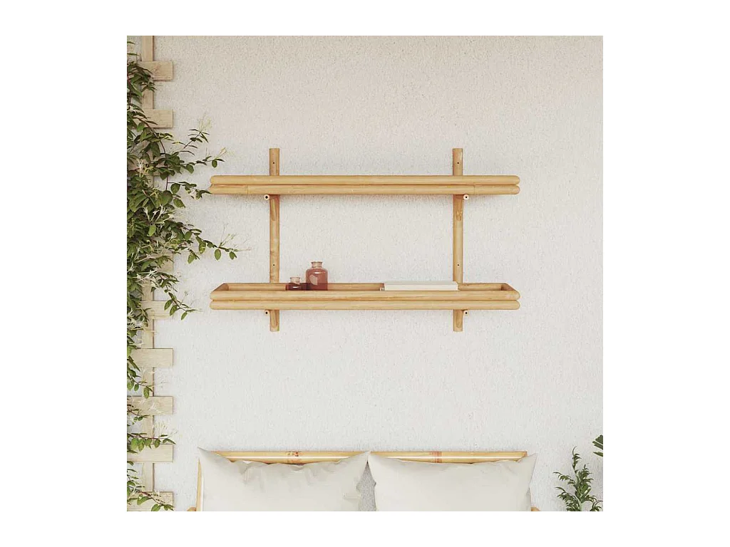 Mensola da parete con ripiano marrone 100 x 26 x 60 cm in bambù