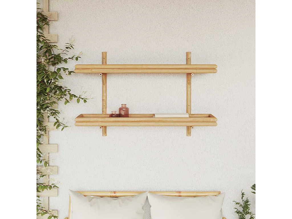 Estante de pared con balda marrón 100 x 26 x 60 cm Bambú