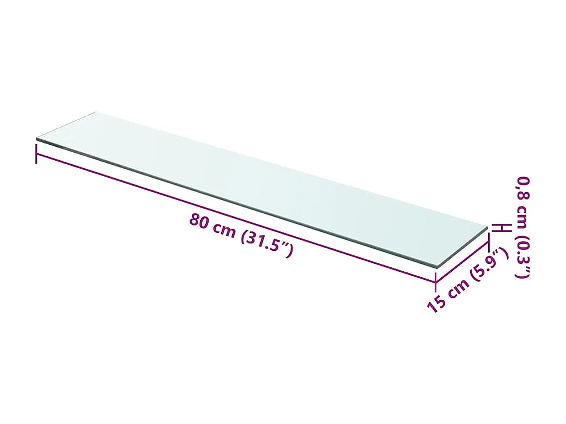 Panneau pour étagère Verre transparent 80 x 15 cm