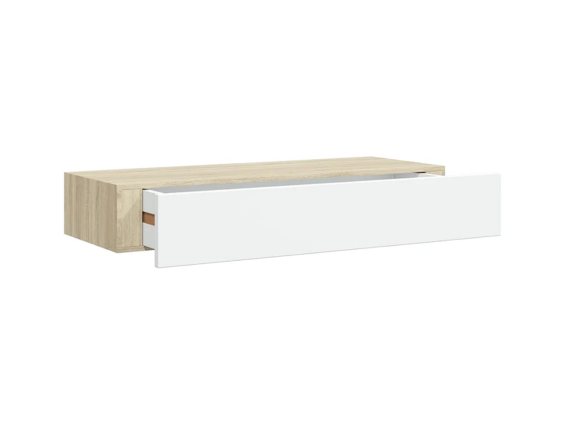 Estantes de cajón de pared 2 uds Roble y blanco 60x23,5x10cm MDF
