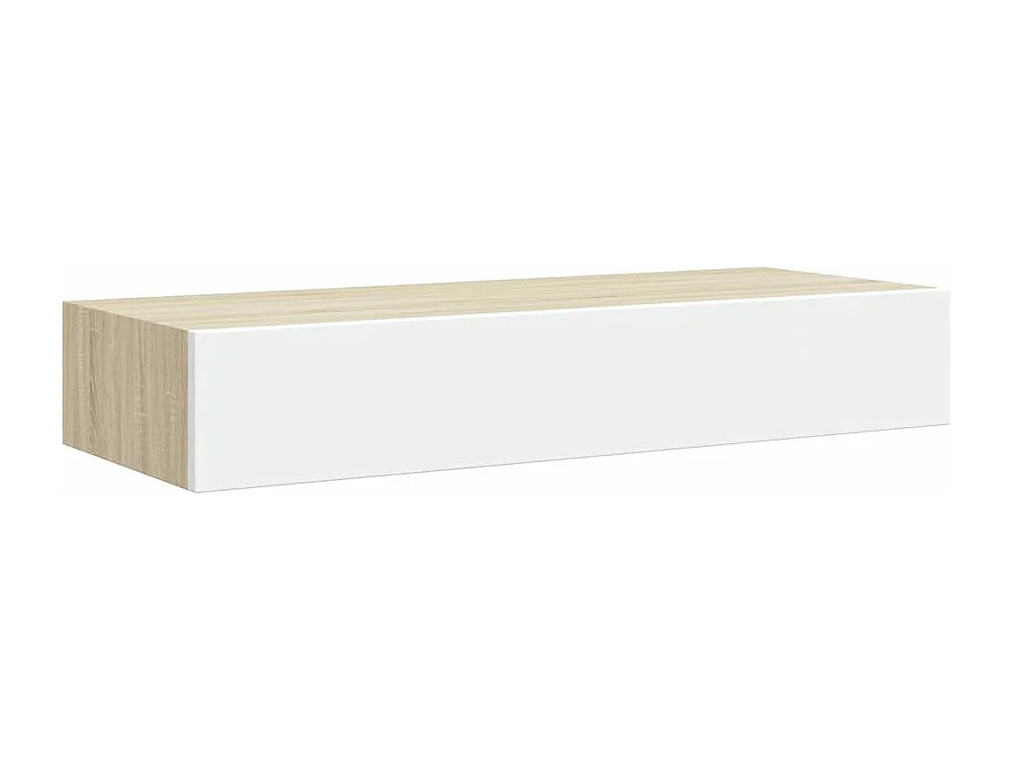 Estantes de cajón de pared 2 uds Roble y blanco 60x23,5x10cm MDF