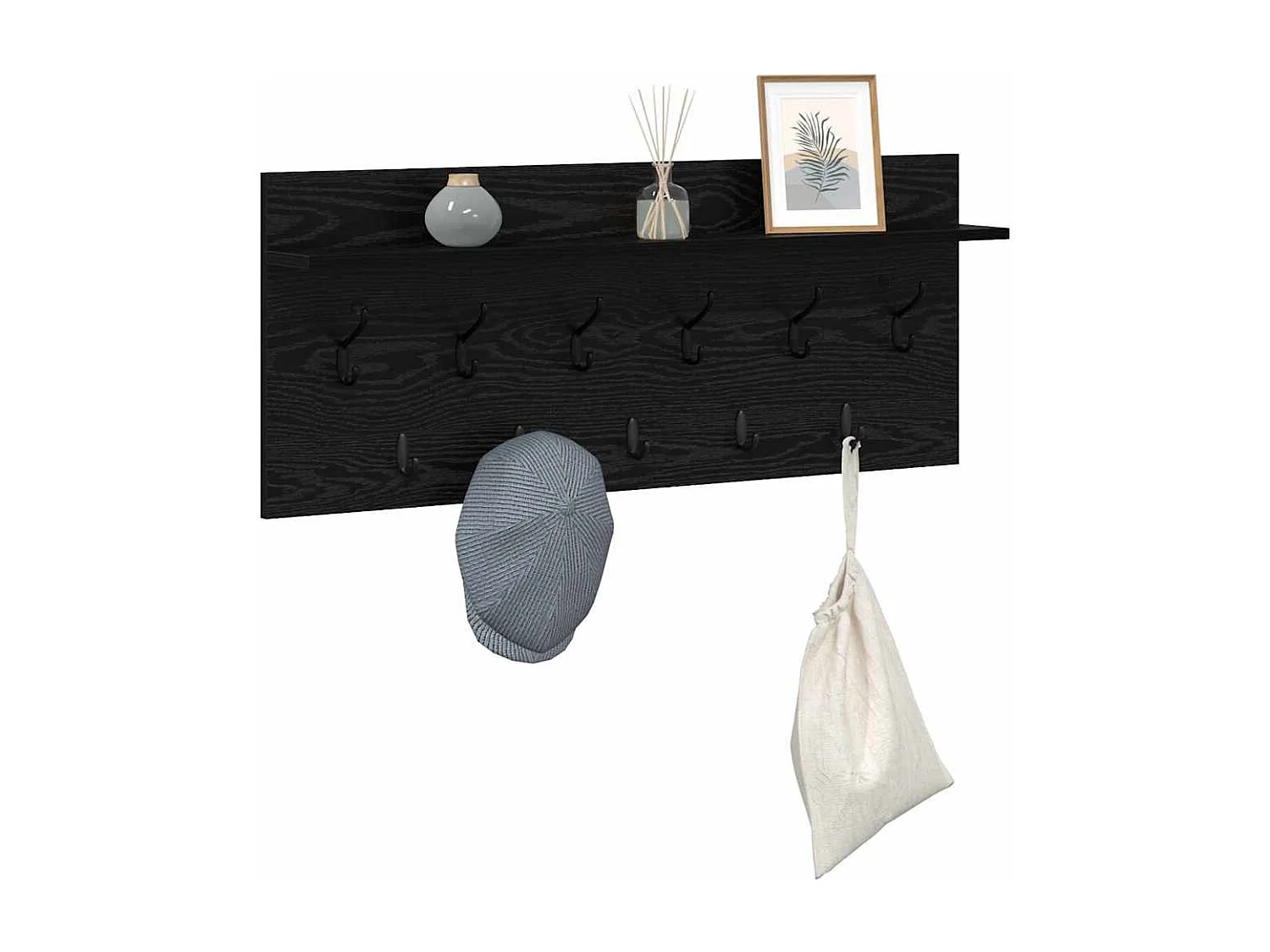 Porte-manteau mural avec étagère Chêne noir Bois d'ingénierie