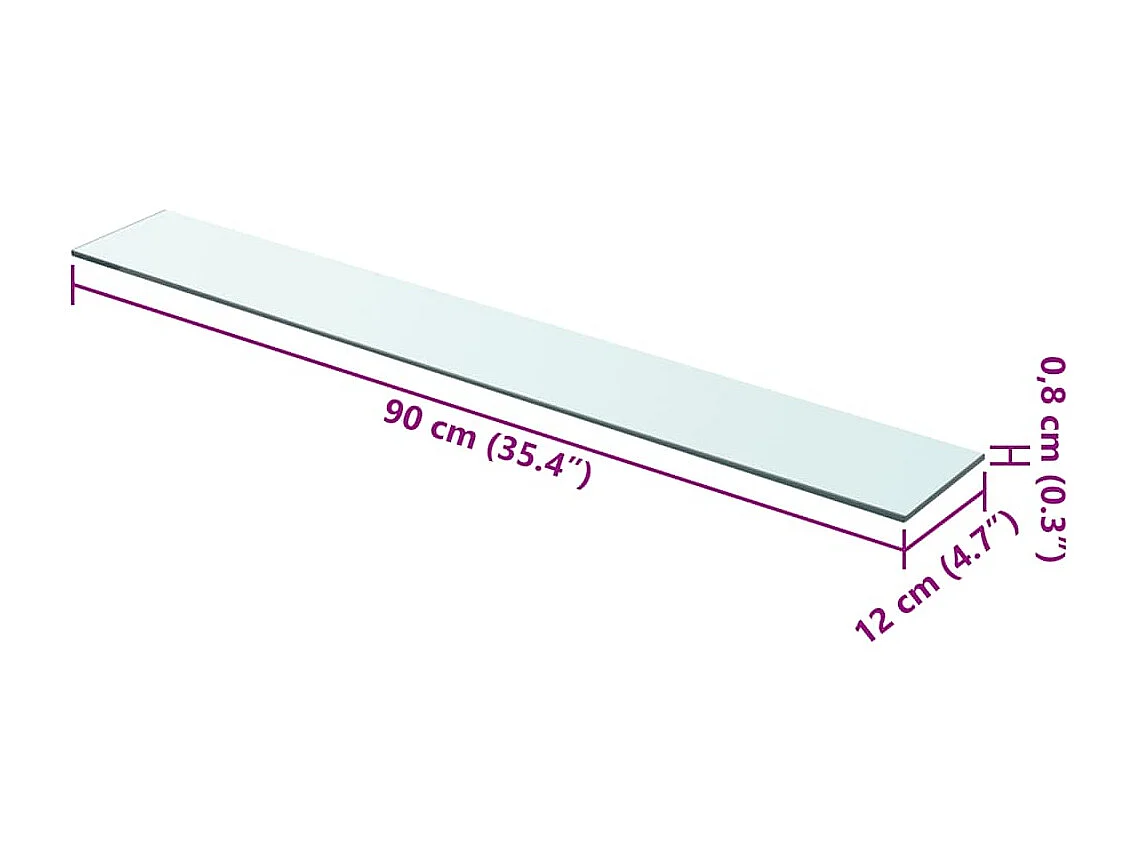 Panneaux d'étagère 2 pcs Verre Transparent 90 x 12 cm