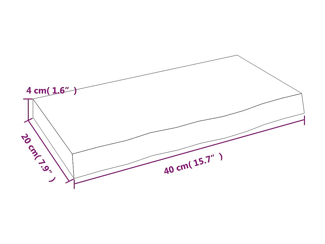 Wandplank 40x20x4 cm massief onbehandeld eikenhout