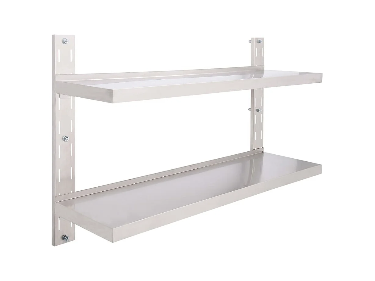 Estante de pared de 2 niveles Acero inoxidable 120x30 cm