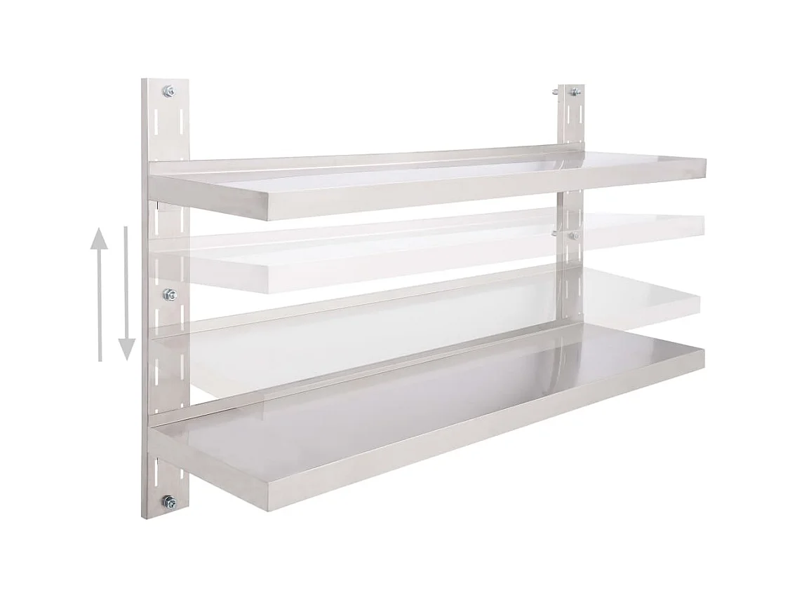 Estante de pared de 2 niveles Acero inoxidable 120x30 cm