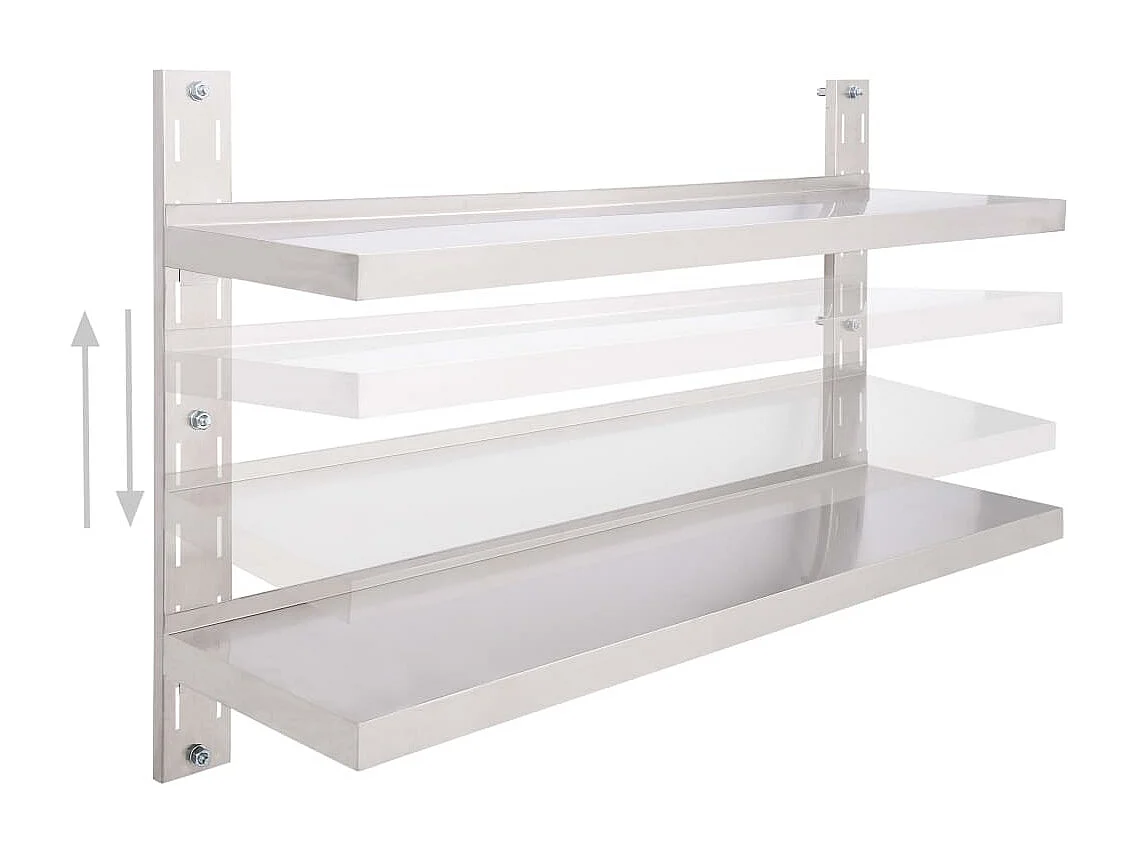 Étagère murale à 2 niveaux Acier inoxydable 120x30 cm