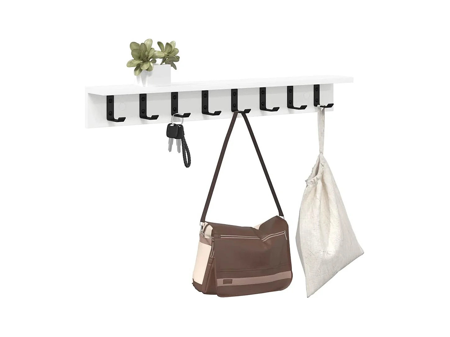 Perchero de pared con estante Blanco 100 x 10,5 x 10,5 cm