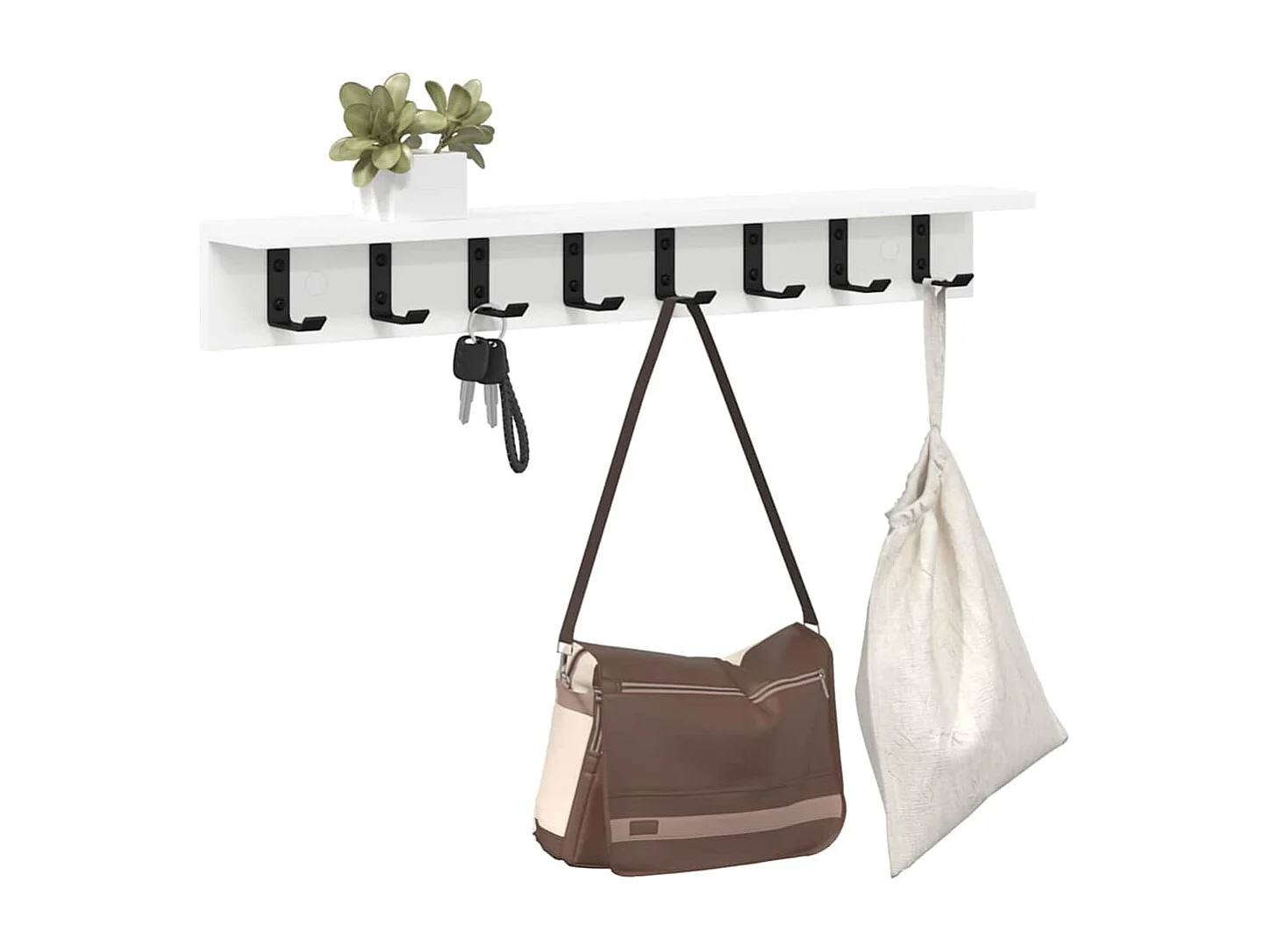 Perchero de pared con estante Blanco 100 x 10,5 x 10,5 cm