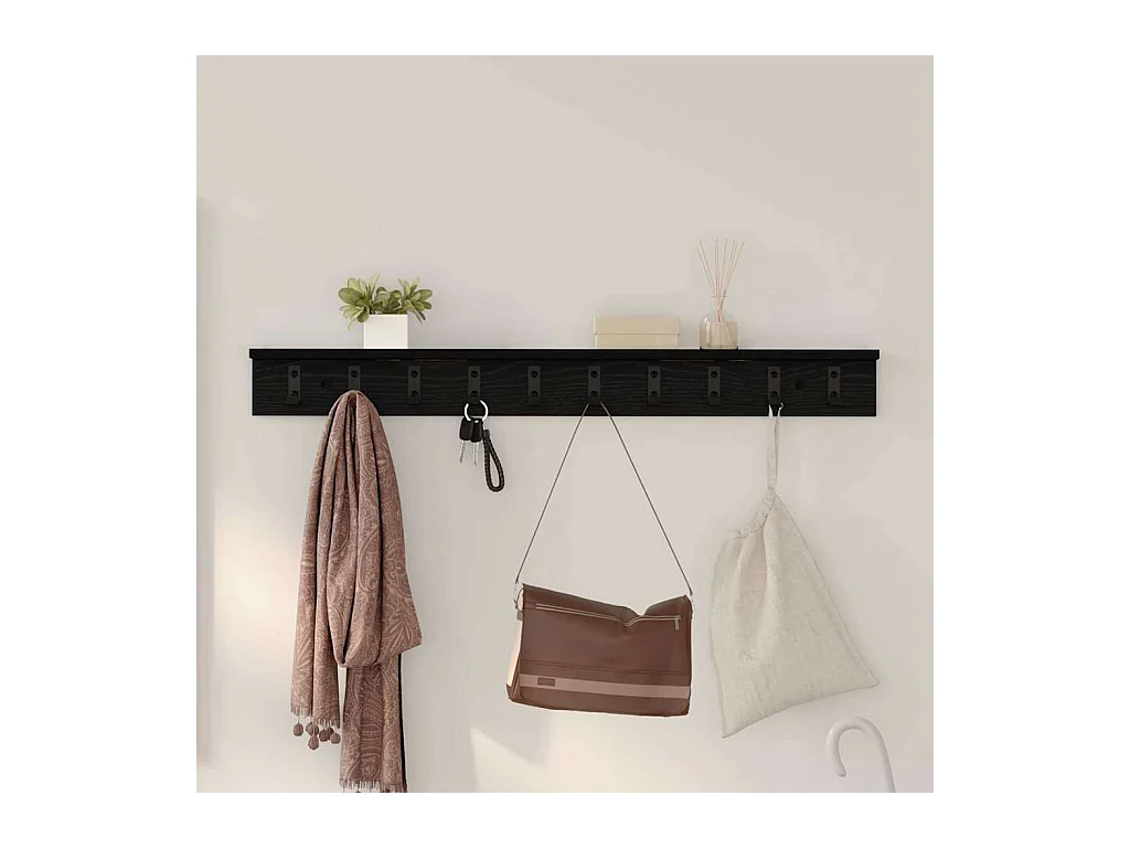 Porte-manteau mural Chêne noir 100 x 10.5 x 10.5 cm