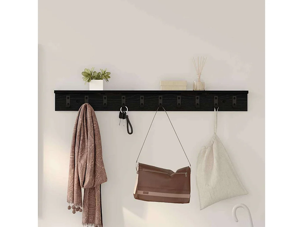 Porte-manteau mural Chêne noir 100 x 10.5 x 10.5 cm
