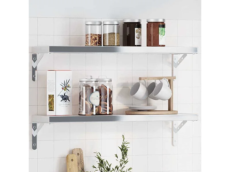 Staffe per mensole 4 pezzi 20x2,5x14 cm acciaio inox argento