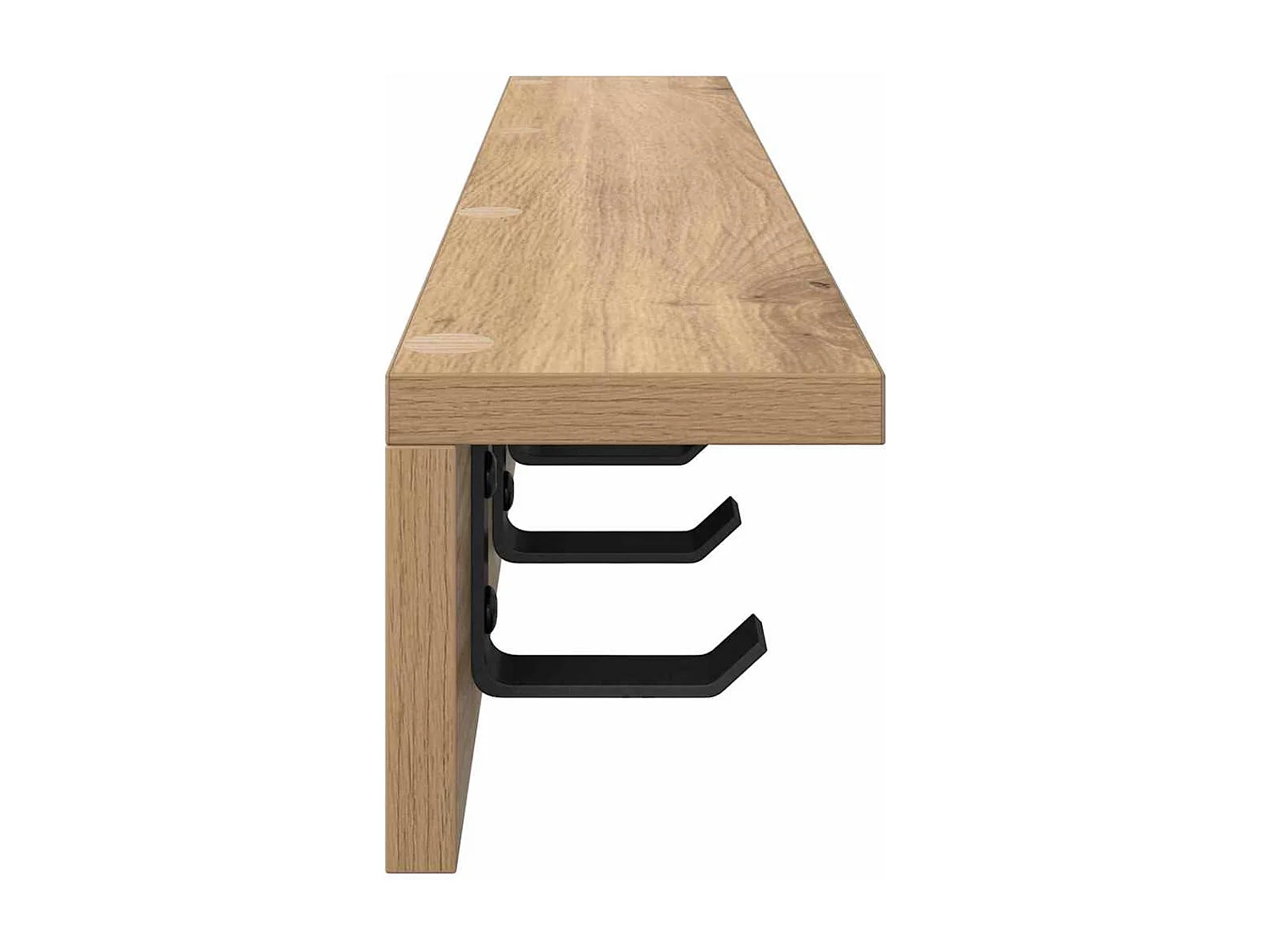 Porte-manteau mural chêne artisanal 60 x 10.5 x 10.5 cm