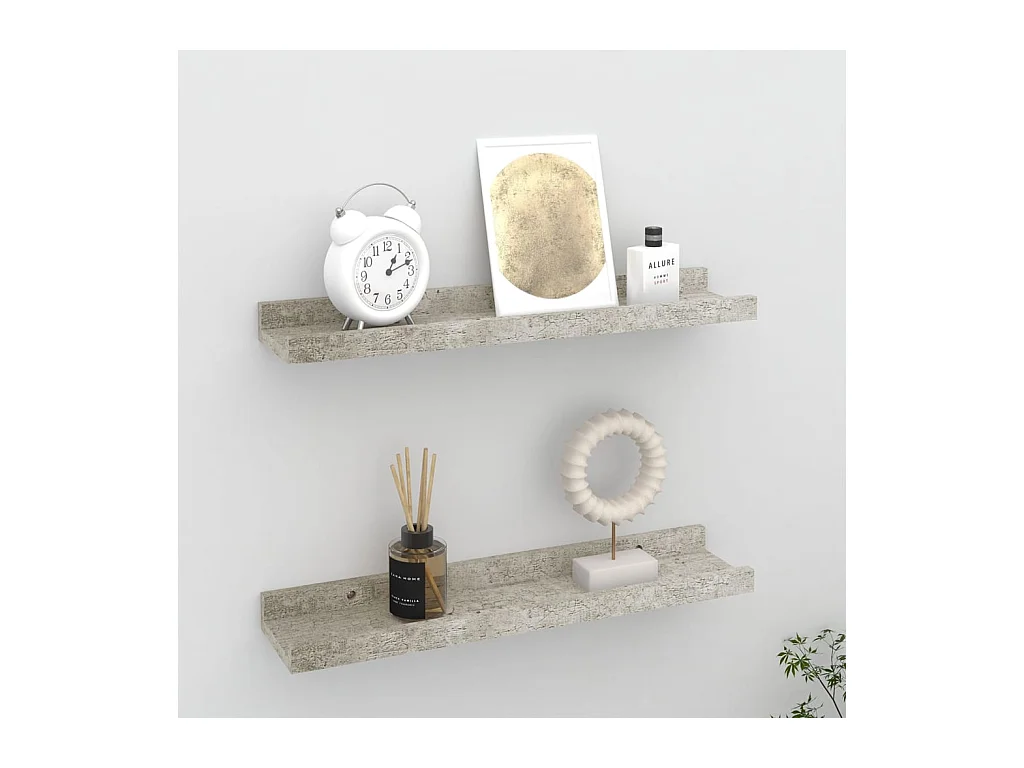 Estantes de pared 2 uds Gris hormigón 40x9x3 cm