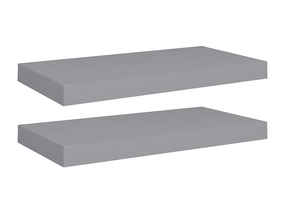 Étagères murales flottantes 2 pcs gris 50x23x3,8 cm MDF
