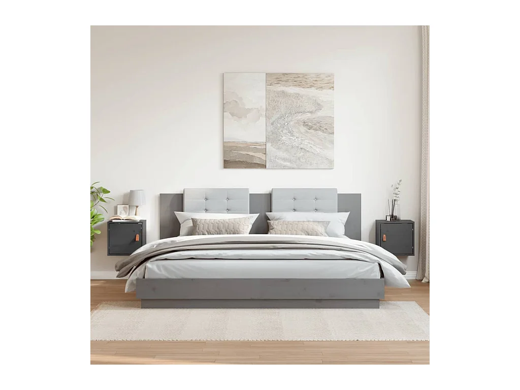 Wandkasten 2 stuks Grijs 31,5x30x30 cm Massief grenenhout