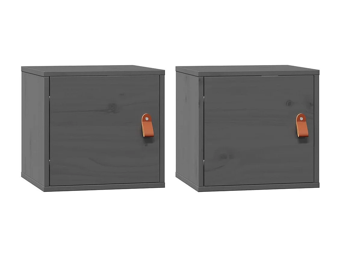 Wandkasten 2 stuks Grijs 31,5x30x30 cm Massief grenenhout
