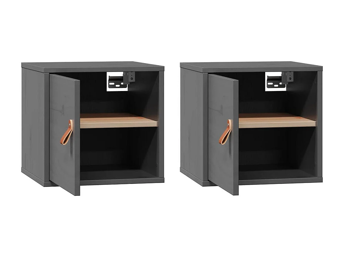 Armoires murales 2 pcs Gris 31,5x30x30 cm Bois de pin massif