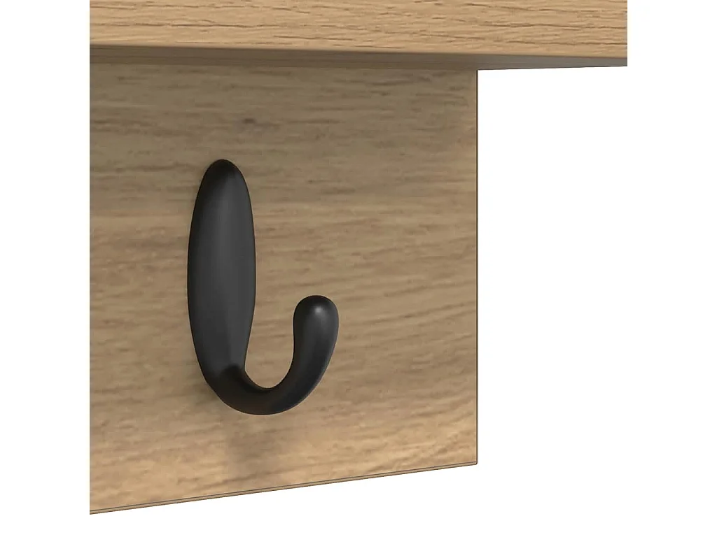Porte-manteau mural chêne artisanal 60 x 10.5 x 18 cm
