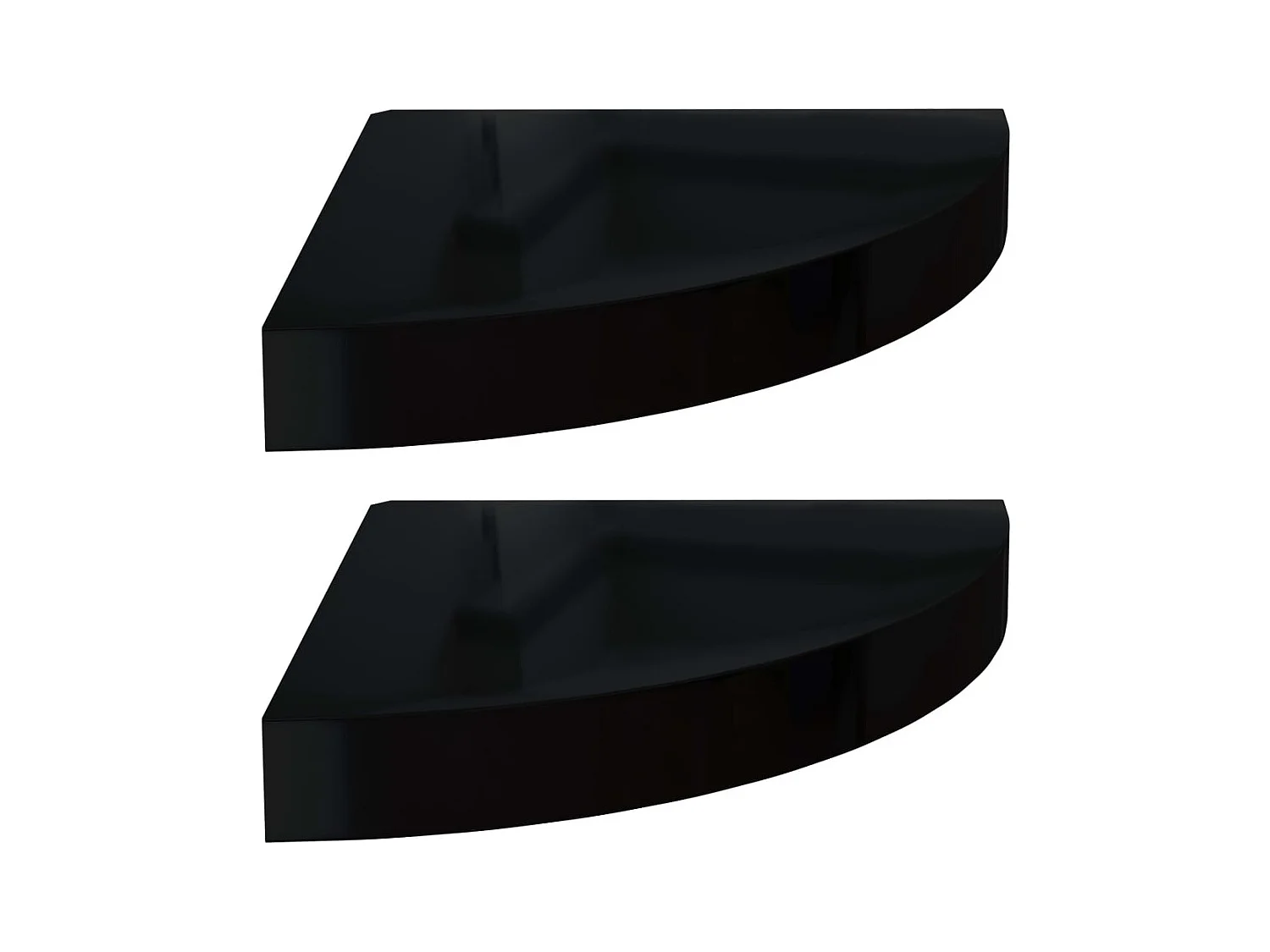 Mensole angolari galleggianti 2 pezzi Nero lucido 25x25x3,8 cm MDF