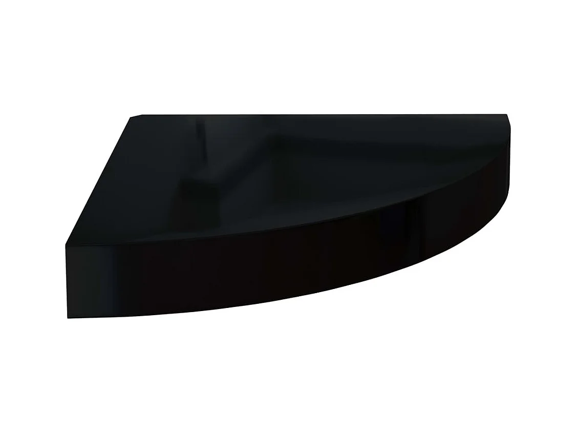 Mensole angolari galleggianti 2 pezzi Nero lucido 25x25x3,8 cm MDF