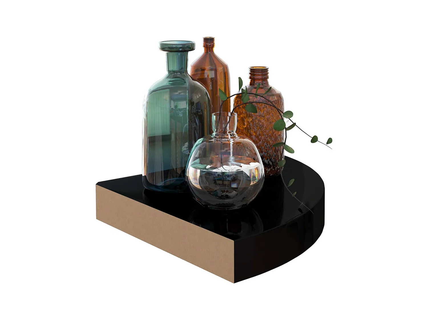 Mensole angolari galleggianti 2 pezzi Nero lucido 25x25x3,8 cm MDF