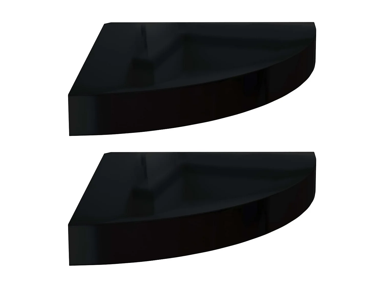 Étagères d'angle flottantes 2pcs noir brillant 25x25x3,8cm MDF