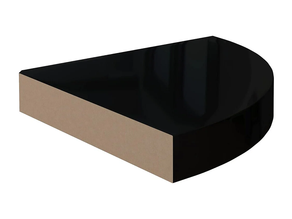 Étagères d'angle flottantes 2pcs noir brillant 25x25x3,8cm MDF