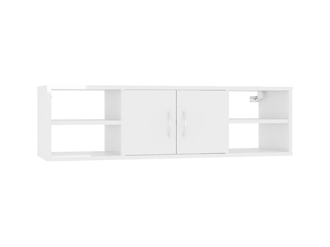 Mensola da parete Bianco lucido 102x30x29 cm Legno composito