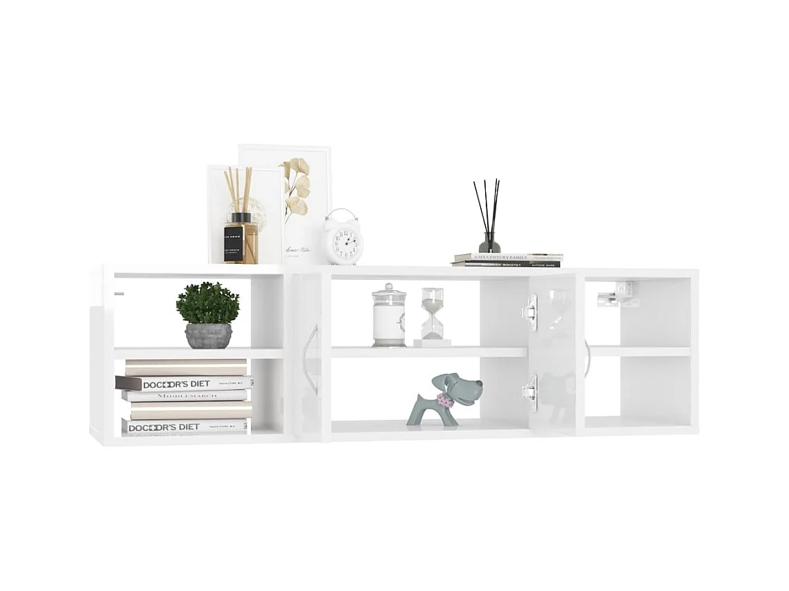 Mensola da parete Bianco lucido 102x30x29 cm Legno composito