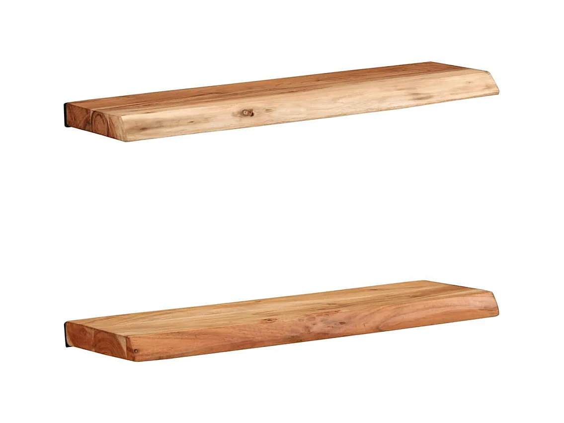 Mensole da parete 2 pezzi 60x20x3,5 cm in legno massello di acacia
