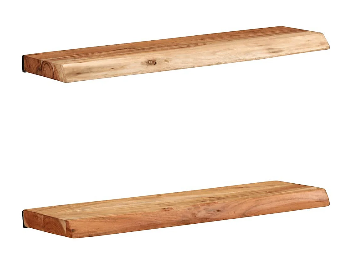 Estantes de pared 2 uds 60x20x3,5 cm madera maciza de acacia
