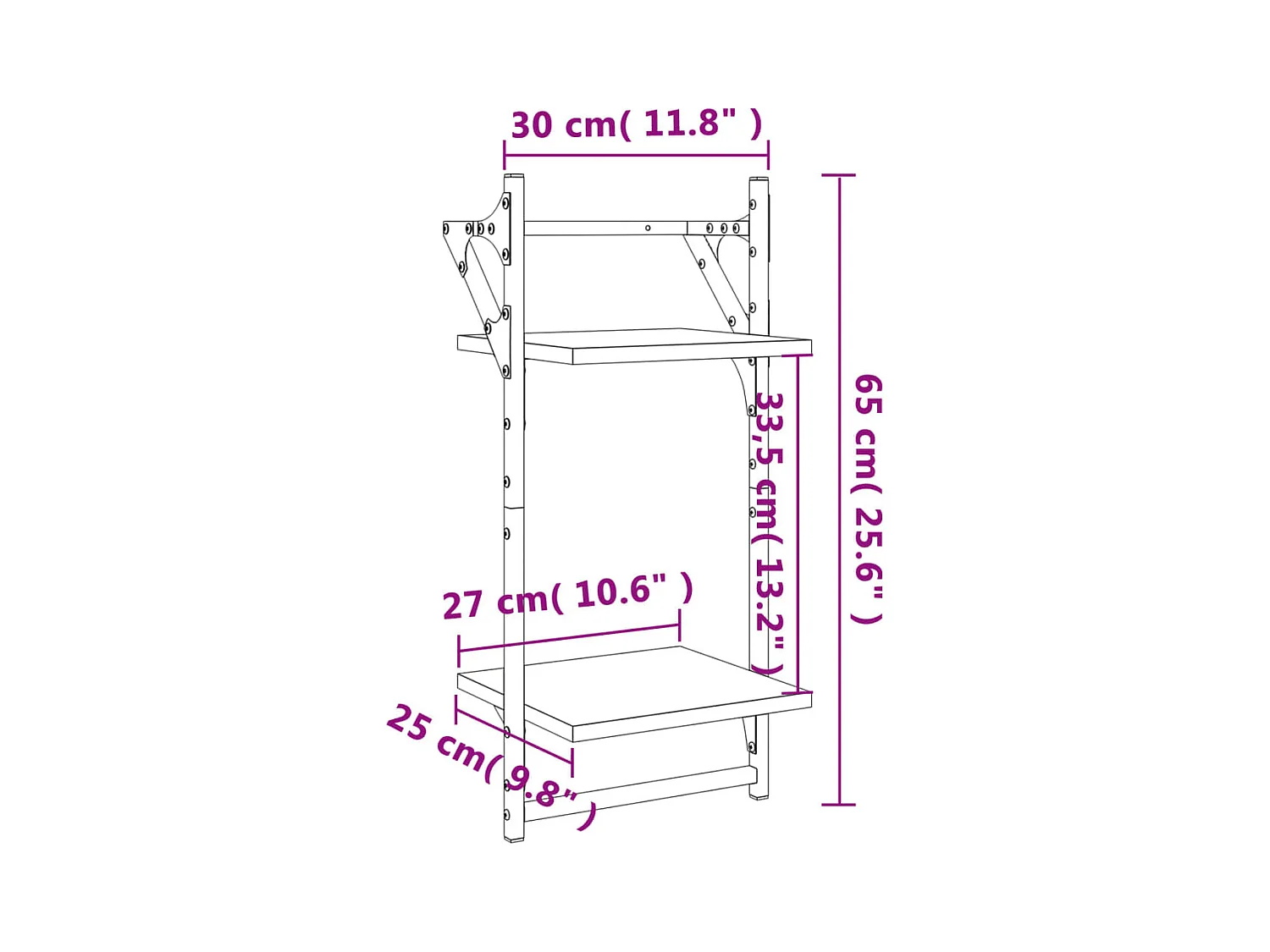 Mensole da parete a 2 livelli con barre 2 pezzi rovere affumicato