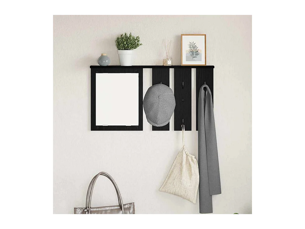 Appendiabiti da parete con ripiano Rovere nero 85 x 10 x 45 cm