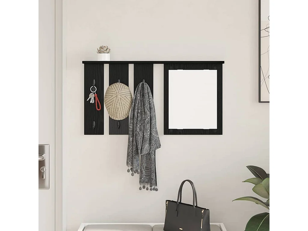 Appendiabiti da parete con ripiano Rovere nero 85 x 10 x 45 cm