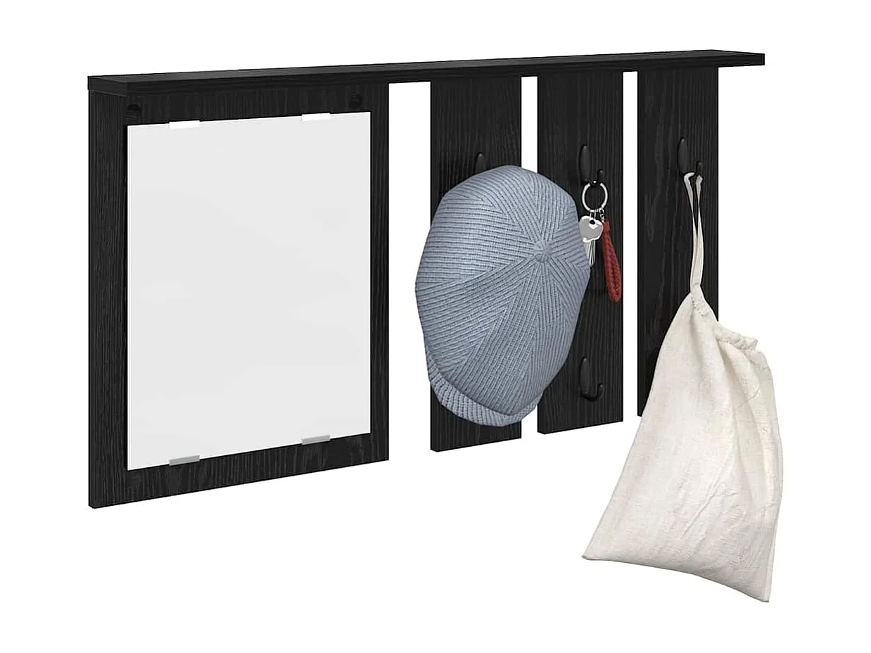 Porte-manteau mural avec étagère Chêne noir 85 x 10 x 45 cm