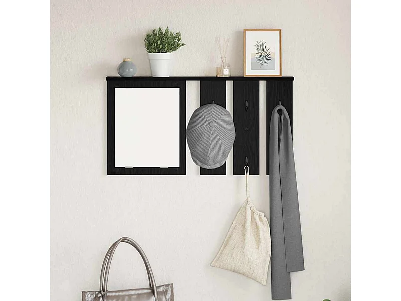 Porte-manteau mural avec étagère Chêne noir 85 x 10 x 45 cm