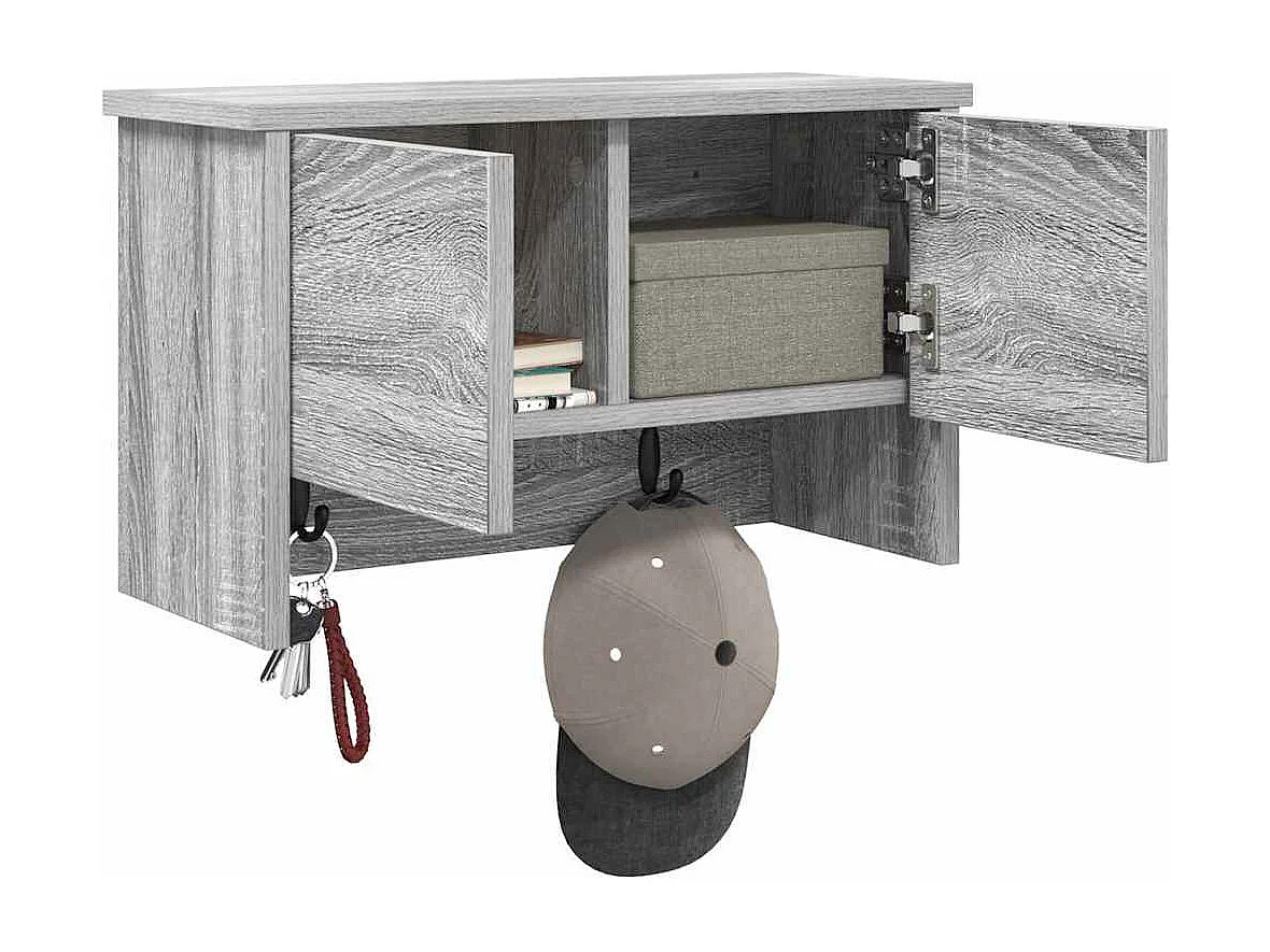 Perchero de pared con estante Sonoma, gris, 50 x 20 x 30 cm