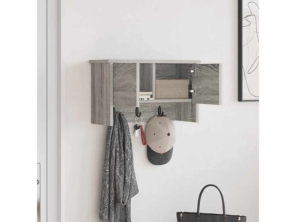 Perchero de pared con estante Sonoma, gris, 50 x 20 x 30 cm