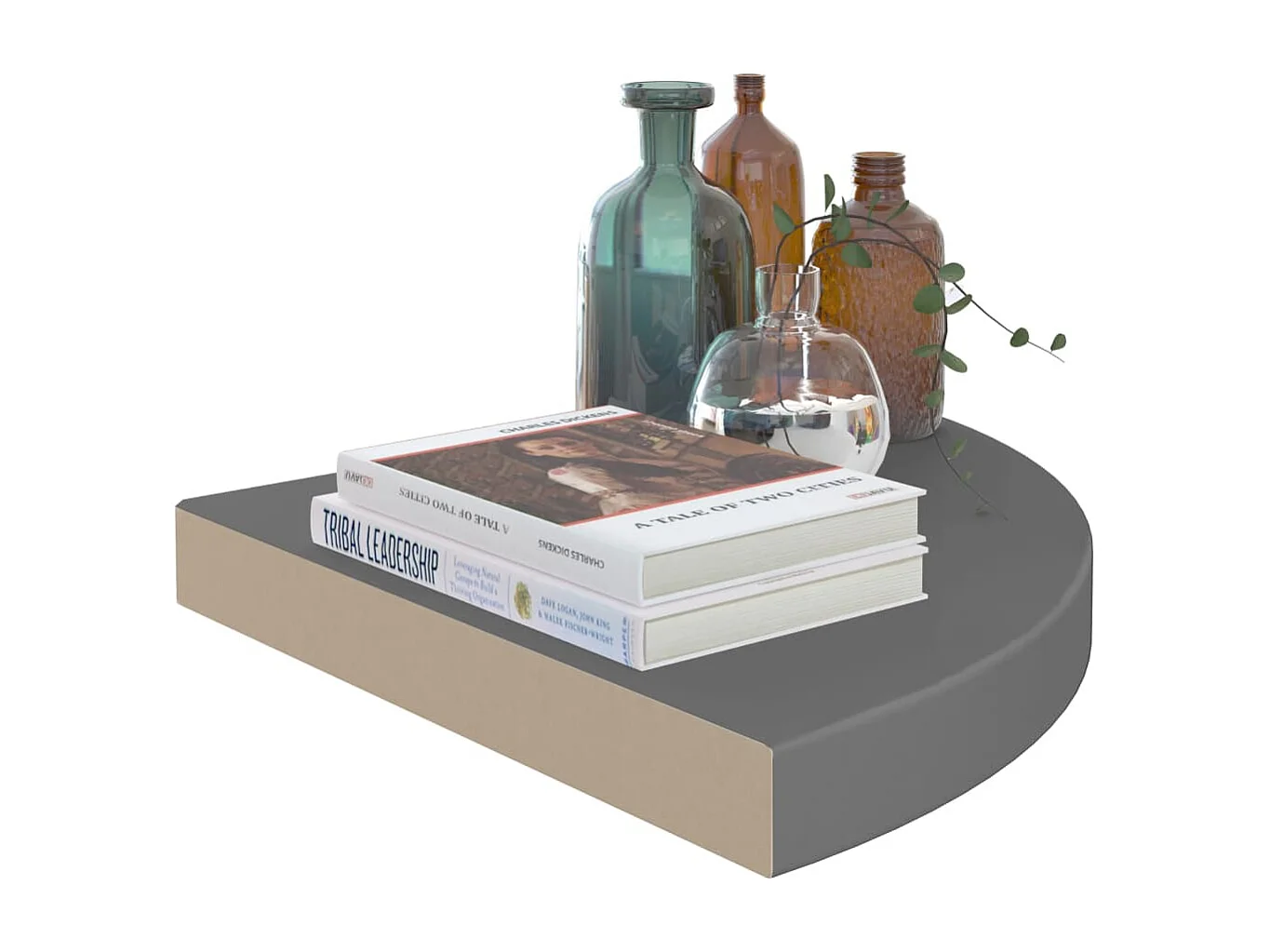 Estantería flotante esquinera gris brillante 35x35x3,8 cm MDF