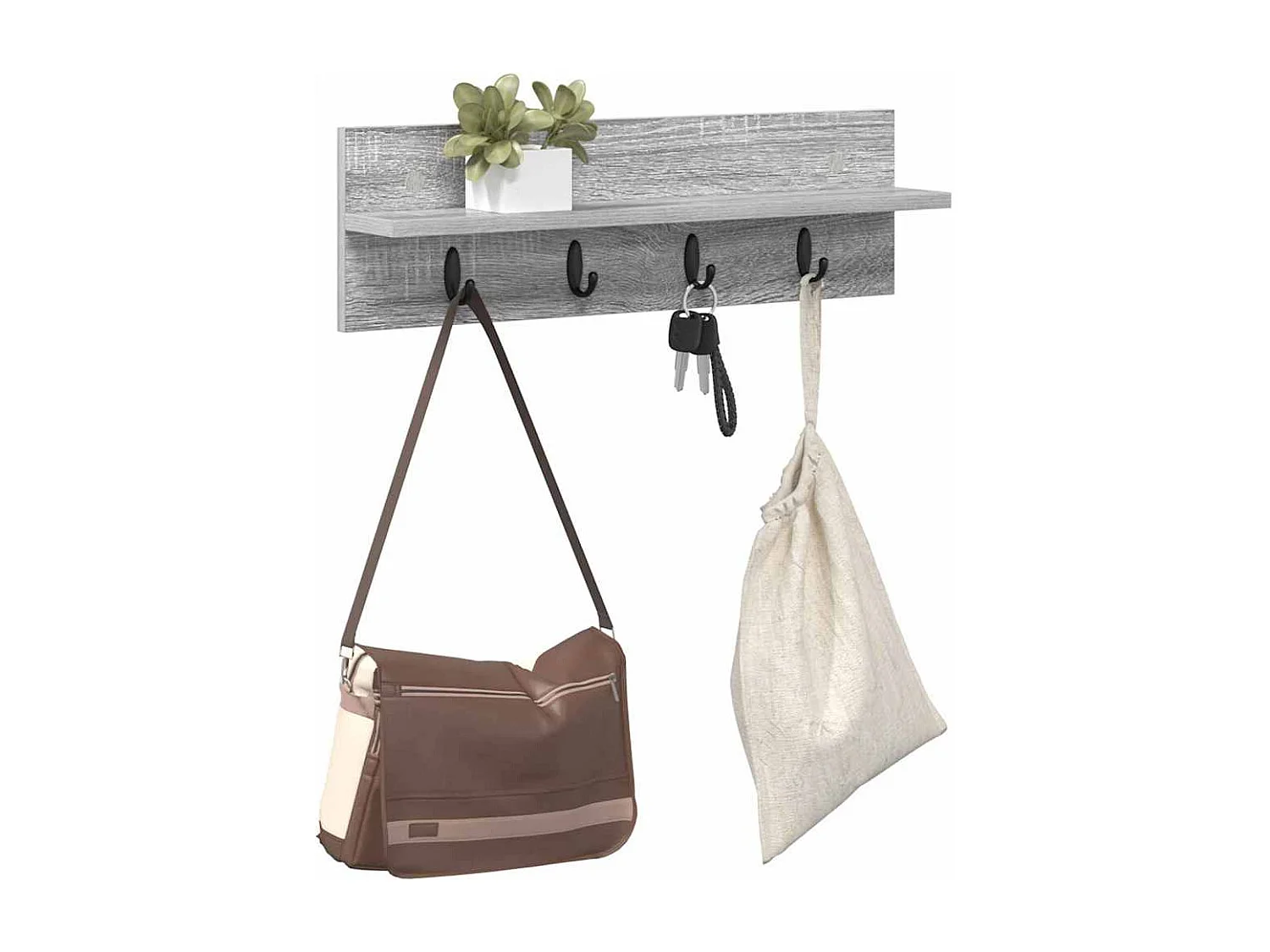 Perchero de pared con estante Sonoma, gris, 60 x 10,5 x 18 cm