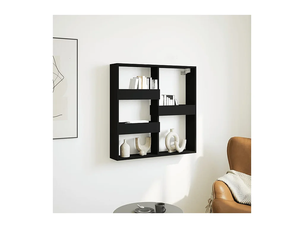 Zwarte wandkast 80x15x80 cm bewerkt hout