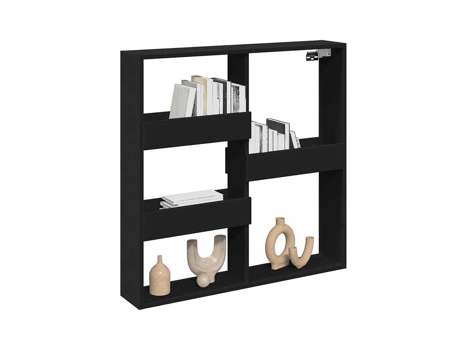 Zwarte wandkast 80x15x80 cm bewerkt hout