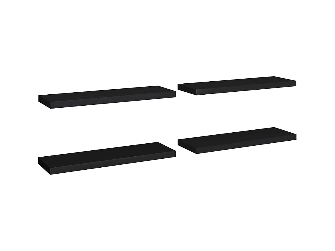 Étagères murales flottantes 4 pcs noir 80x23,5x3,8 cm MDF