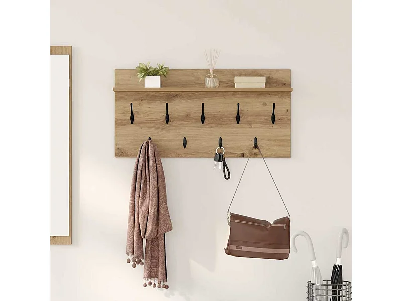 Handgemaakte eikenhouten wandkapstok 80 x 40 x 12 cm