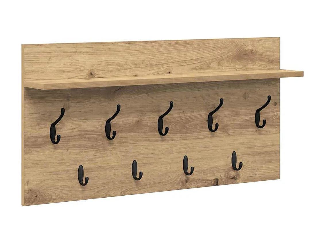 Handgemaakte eikenhouten wandkapstok 80 x 40 x 12 cm